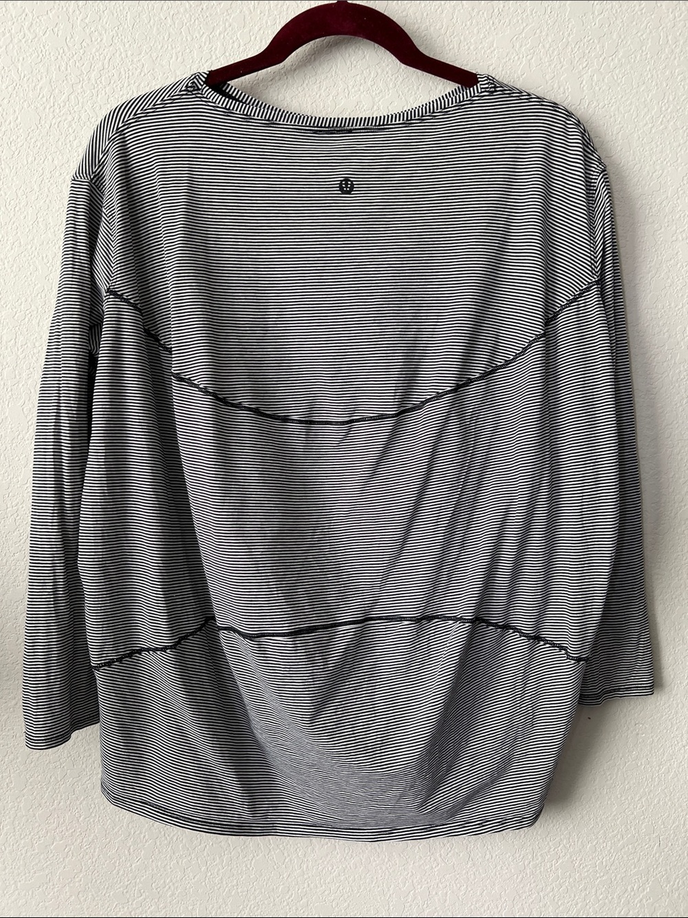 Lululemon Back In Action Long Sleeve Tonka Stripe Black White
